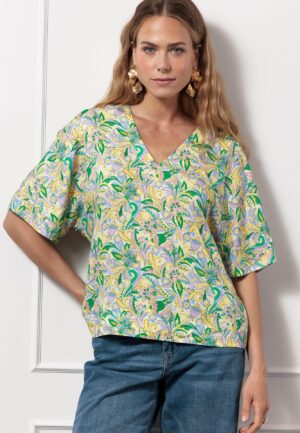 Studio Anneloes Patty Pastel V Neck Top 12851 T-shirt Korte Mouw 9997 Multi Color