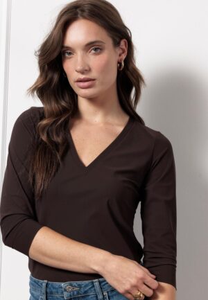 Studio Anneloes Emma Top 94841 T-shirt Lange Mouw 8700 Espresso