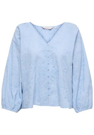 Only Onlzion 3/4 V-neck Emb Top Wvn Blouse 4918431 Soft Chambray