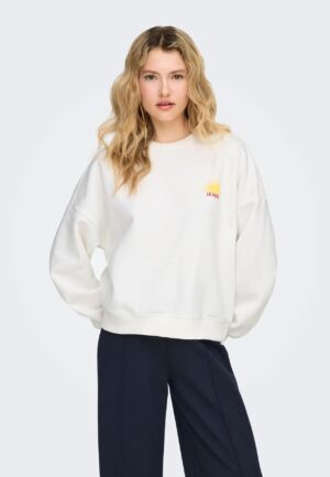 Only Onlliny L/s O-neck Print Cs Swt Sweater 4964247 Cloud Dancer Sun
