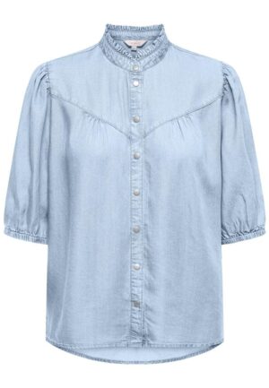Only Onlcharis Life 2/4 Frill Shirt Wvn Cc Blouse 4977041 Light Blue Denim