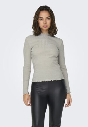 Only Onlemma Ls Glitter Top Jrs Noos T-shirt Lange Mouw Pumice Stone Silver Glitter