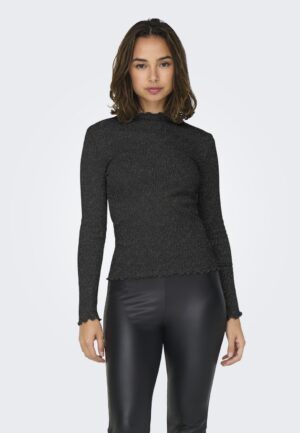 Only Onlemma Ls Glitter Top Jrs Noos T-shirt Lange Mouw Black Glitter