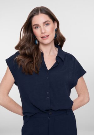 Geisha Blouse Crinckle 63140-21 Blouse 675 Navy
