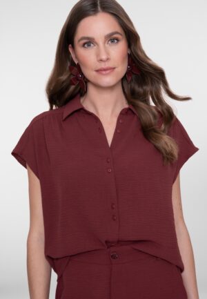 Geisha Blouse Crinckle 63140-21 Blouse 481 Cherry