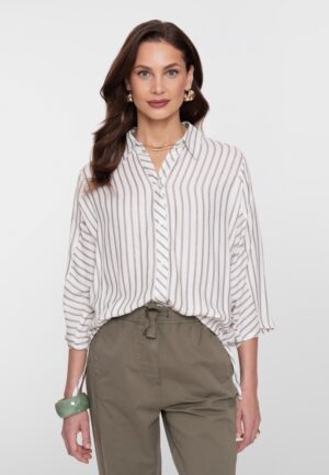 Geisha Blouse Lurex Stripes 63131-99 Blouse 10 Off-white/silver