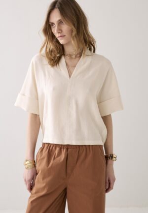 Summum Top Short Sleeves Modal Linen Blend 2s3432-12372 T-shirt Korte Mouw 122 Ivory