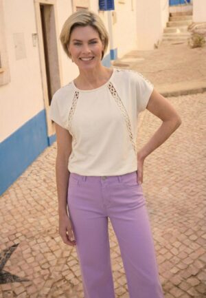 Lady Day Lillian L24.375.3115 T-shirt Korte Mouw Cream