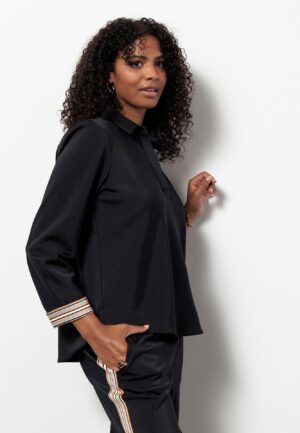 Studio Anneloes Marleen Shiny Bonded Top 13424 T-shirt Lange Mouw 9000 Black
