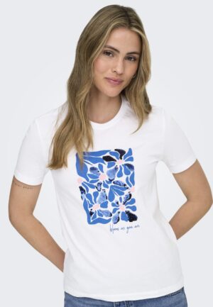 Only Onlkita Reg S/s Print Top Noos 15367568 T-shirt Korte Mouw 4956901 Bright White Rita Flower