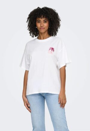 Only Onlmila S/s Print Box Jrs 15372177 T-shirt Korte Mouw 5015575 Bright White Mila Road Trip