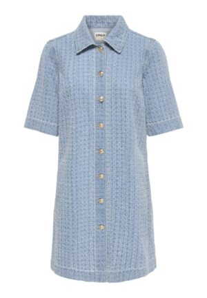 Only Onlbelle Boucle S/s Dnm Dress Bj 15371185 Jurk 4991822 Light Blue Denim