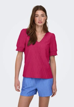 Only Onldiana S/s V-neck Top Cs Jrs 15377884 T-shirt Korte Mouw 5066239 Sangria