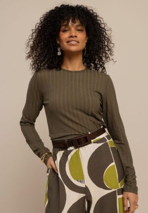 Studio Anneloes Rea Top 13482 T-shirt Lange Mouw 7400 New Army