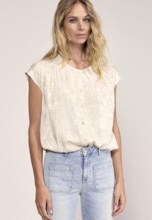 Tramontana Sleeveless Jacquard Blouse C21-20-301 Blouse 006801-stonemelange