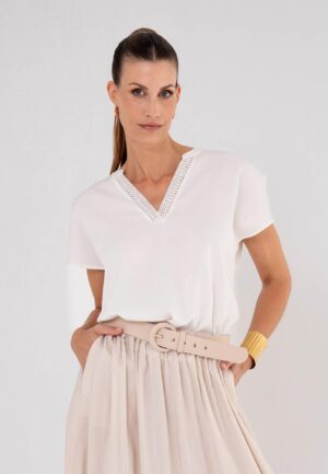 Maicazz Tosina Top Su26.60.312 T-shirt Korte Mouw Offwhite