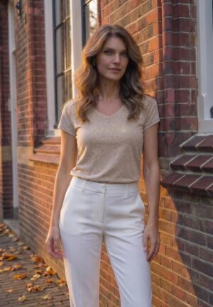 Elvira Casuals T-shirt Dolce Vita E1 26-021 T-shirt Korte Mouw 135 Creme