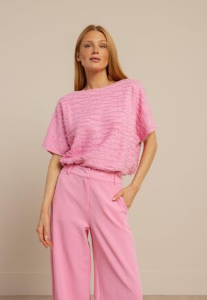Studio Anneloes Lenti Fringe Pullover 13691 Trui Korte Mouw 4400 Pop Pink