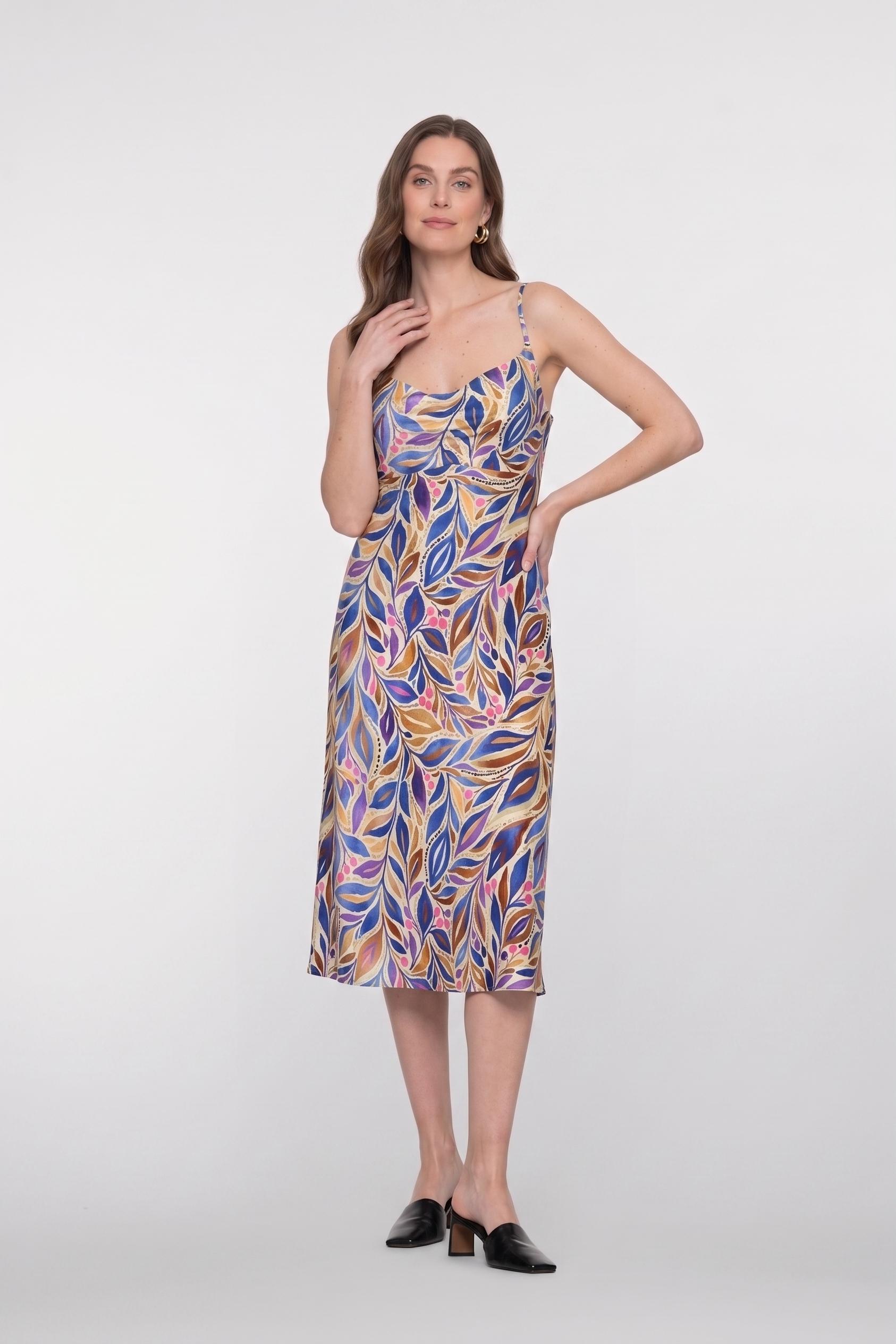 Geisha Dress Spaghetti Jersey Aop 67420-60 Noa Zomerjurkjes 815 Pr.02-26-2 Indigo/purple