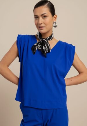 Studio Anneloes Leona Vneck Top 13815 T-shirt Korte Mouw 7301 Electric Blue
