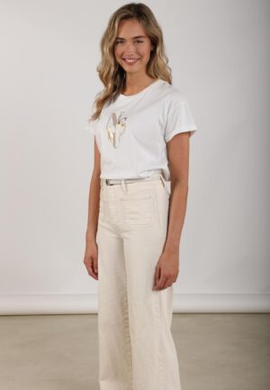 Nukus Rowena Shirt Nks04018 T-shirt Korte Mouw 131 Offwhite/sand