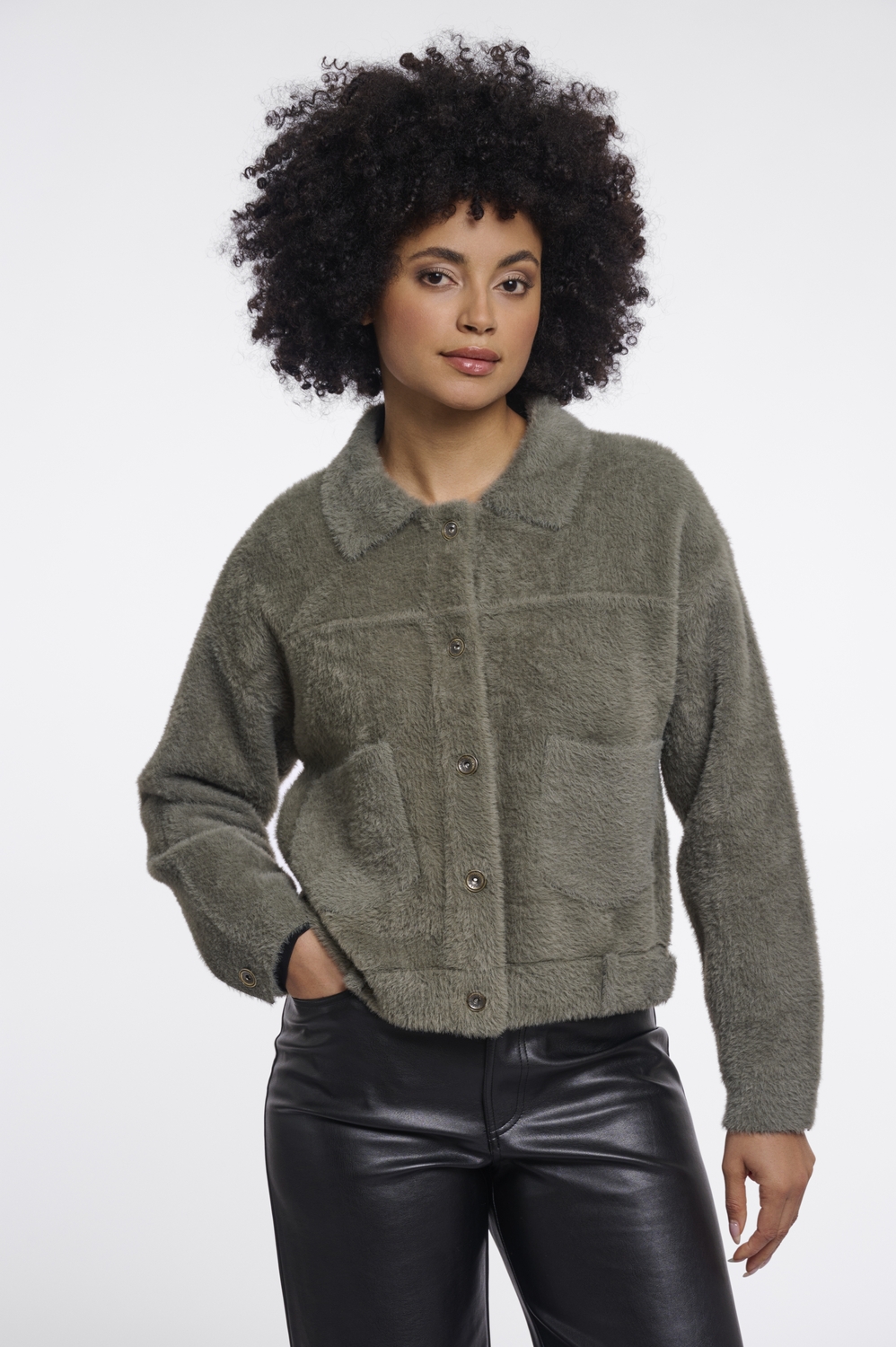 Rino - Pelle Bubbly.5002611 Boxy Jacket Jackets 10867 Green Ash