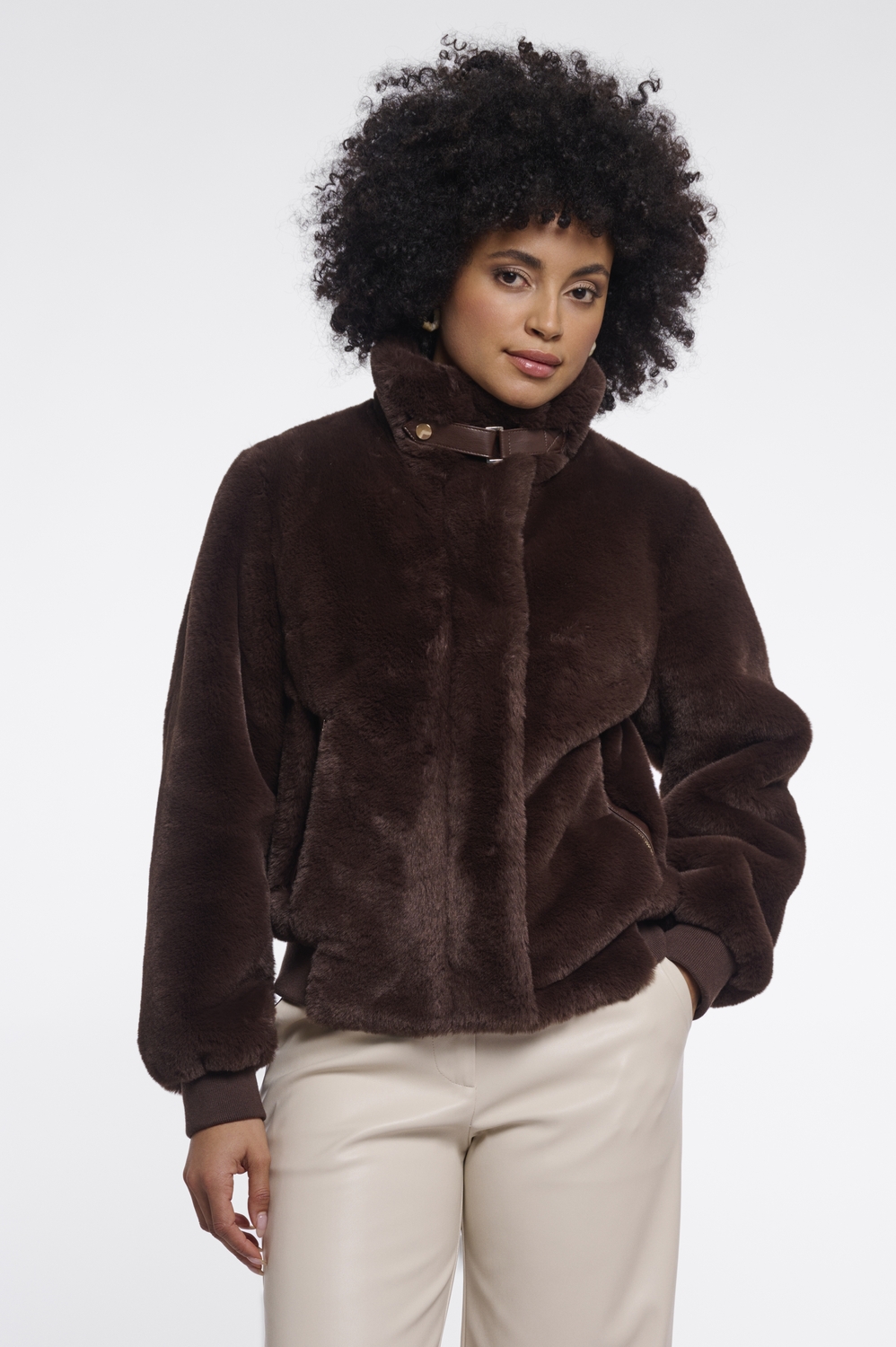 Rino - Pelle Ambra.7002611 Short Faux Fur Jacket Jackets 11099 Coffee Roast
