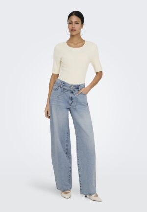 Only Onlgianna Mw Straight Dot450 Dnm Noos Straight Leg Light Blue Denim