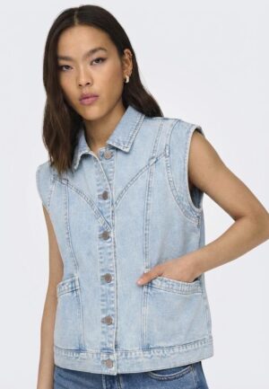 Only Onlkennedy Sl Dnm Waistcoat Bj Noos Gilets Light Blue Denim