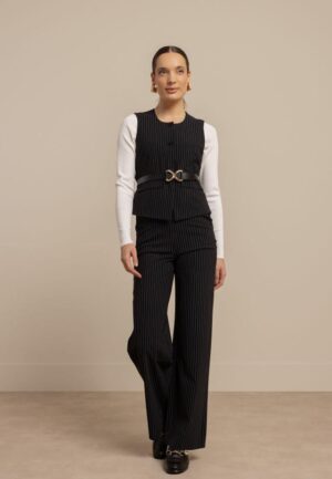 Studio Anneloes Rebekka Pinstripe Gilet 13624 Gilets 9011 Black/off White