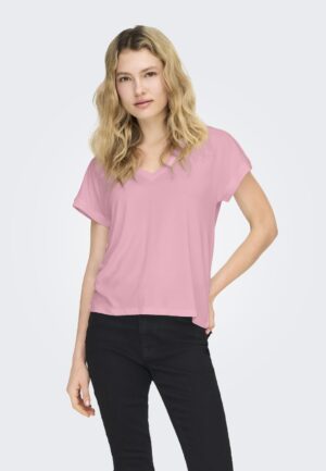 Only Onlfree Life S/s V-neck Lace Top Jrs 15369294 T-shirt Korte Mouw Romance Rose Skye Lace