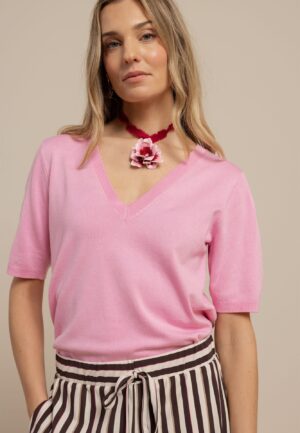 Studio Anneloes Truida Pullover 13917 Trui Korte Mouw 4400 Pop Pink
