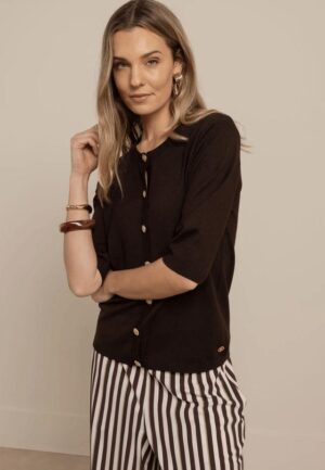 Studio Anneloes Jerry Sl Cardigan 13918 Vest 8700 Espresso