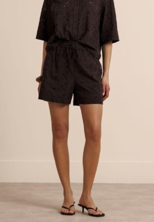 Studio Anneloes Zena Broderie Shorts 13941 Korte Broeken 8700 Espresso