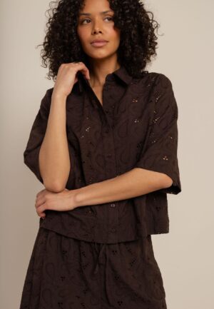 Studio Anneloes Nyra Broderie Blouse 13997 Blouse 8700 Espresso