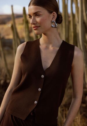 Studio Anneloes Fenna Knitted Gilet 13987 Gilets 8700 Espresso