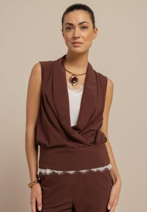 Studio Anneloes Hanne Wrap Top 13953 Tops En Singlets 8600 Chestnut