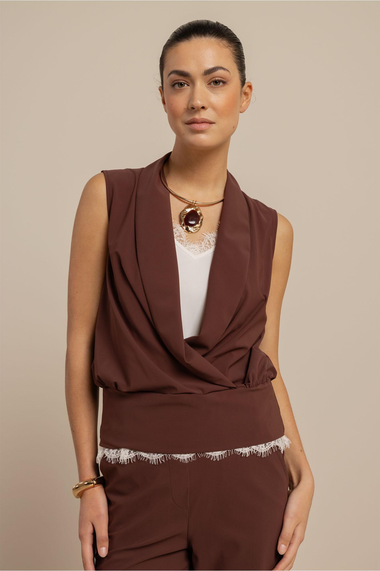 Studio Anneloes Hanne Wrap Top 13953 Tops En Singlets 8600 Chestnut