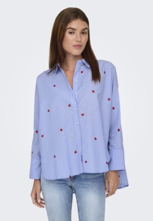 Only Onlnew Lina Grace Str Emb Shirt Wvn Noos Blouse Moonlight Blue