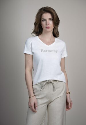 Elvira Casuals T-shirt Harmony E2 26-017 T-shirt Korte Mouw 130 Off White - Silver