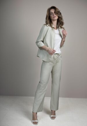 Elvira Casuals Blouse Jessie E2 26-023 Blouse 1068 Sage Stripe Linen