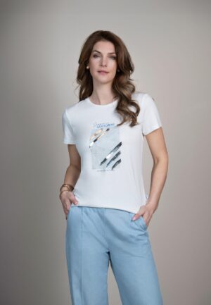 Elvira Casuals T-shirt Santorini E2 26-041 T-shirt Korte Mouw 15 Off White