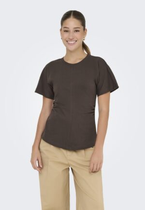 Only Onlmarie S/s Ruching Top Jrs Noos T-shirts Seal Brown