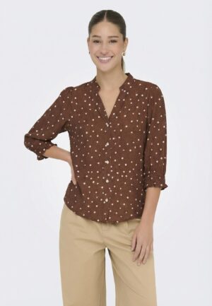 Only Onlraya 3/4 Shirt Wvn Noos T-shirt Lange Mouw Cocoa Brown