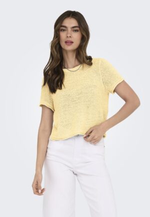 Only Onlsunny S/s Pullover Knt Noos Trui Korte Mouw Double Cream