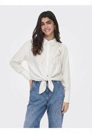 Only Onlbirona Lino L/s Tie Shirt Wvn Sud Blouse Cloud Dancer