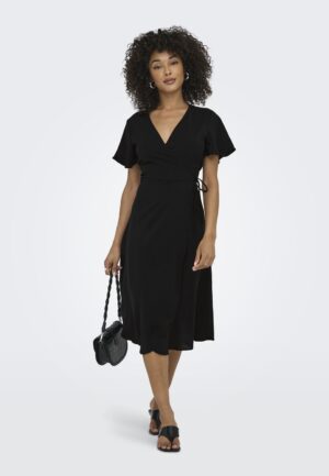 Only Onlcali Life S/s Wrap Dress Wvn Noos Jurken Black