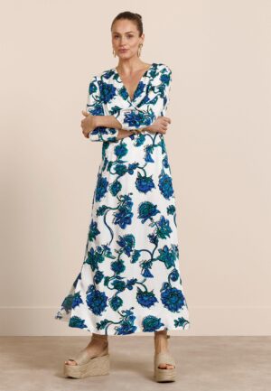 Studio Anneloes Palma Flower Dress 13739 Jurk 7372 Electric Blue/grass Green