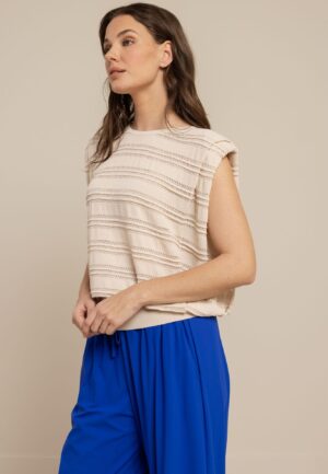 Studio Anneloes Leona Knitted Top 13773 T-shirt Korte Mouw 1400 Kit