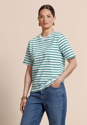 Studio Anneloes Stripe Studio Floor T-shirt 13778 T-shirt Korte Mouw 6672 Light Blue/grass Green